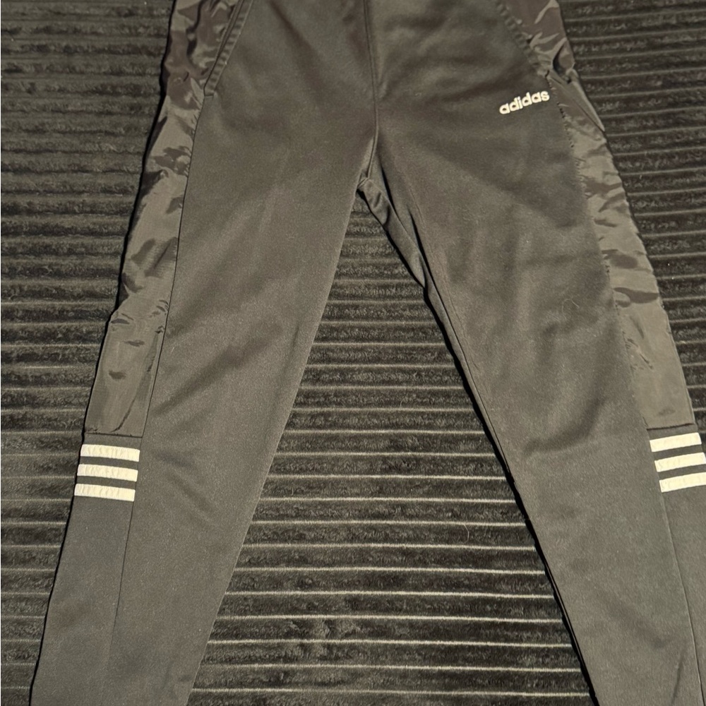 Adidas Kids Black Joggers with Stripes